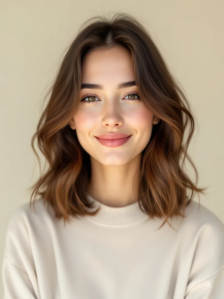 Model for trying coordinated hair and makeup colors