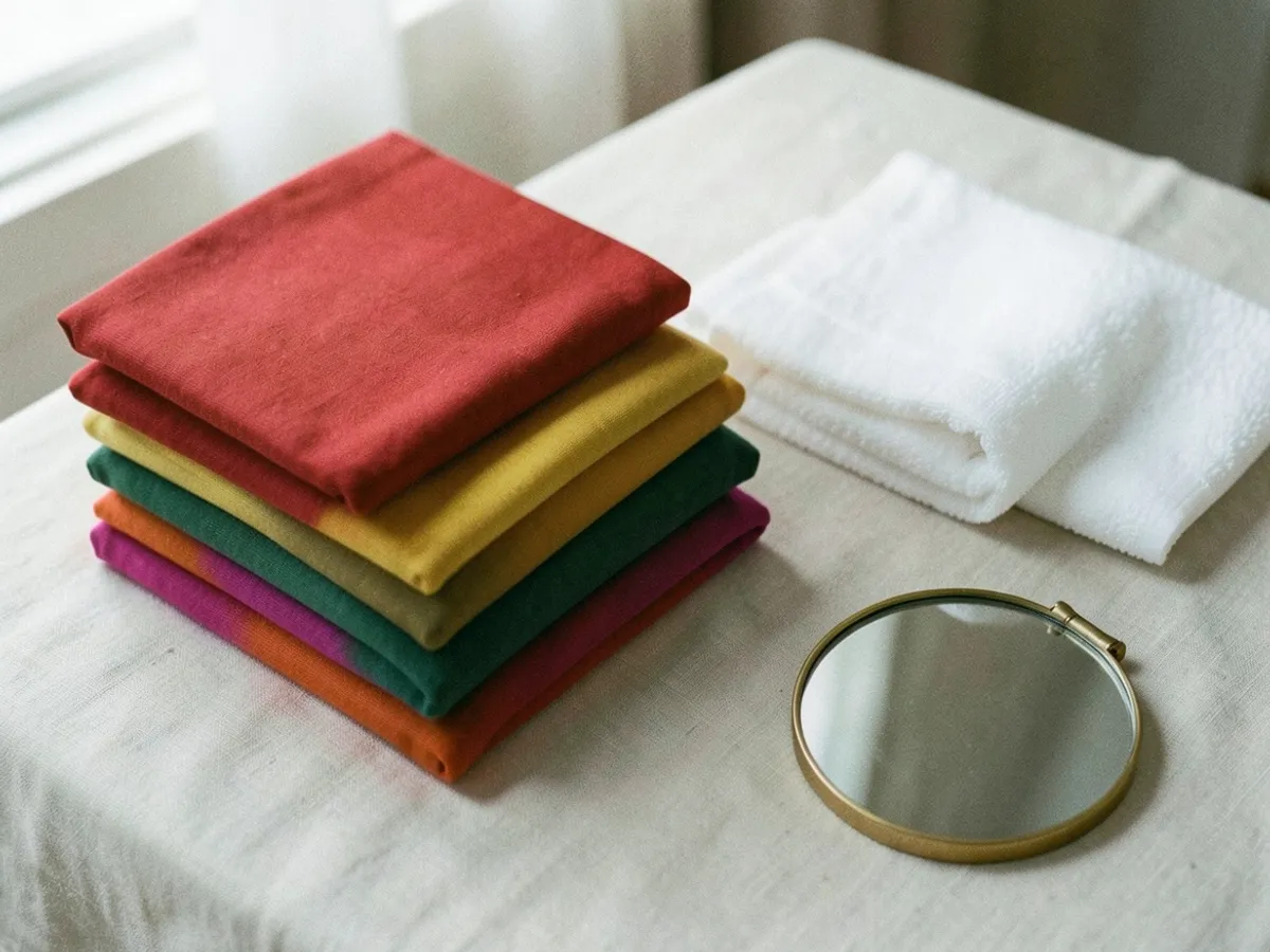 Home color analysis setup: facing a window in indirect daylight with bare face and hair pulled back