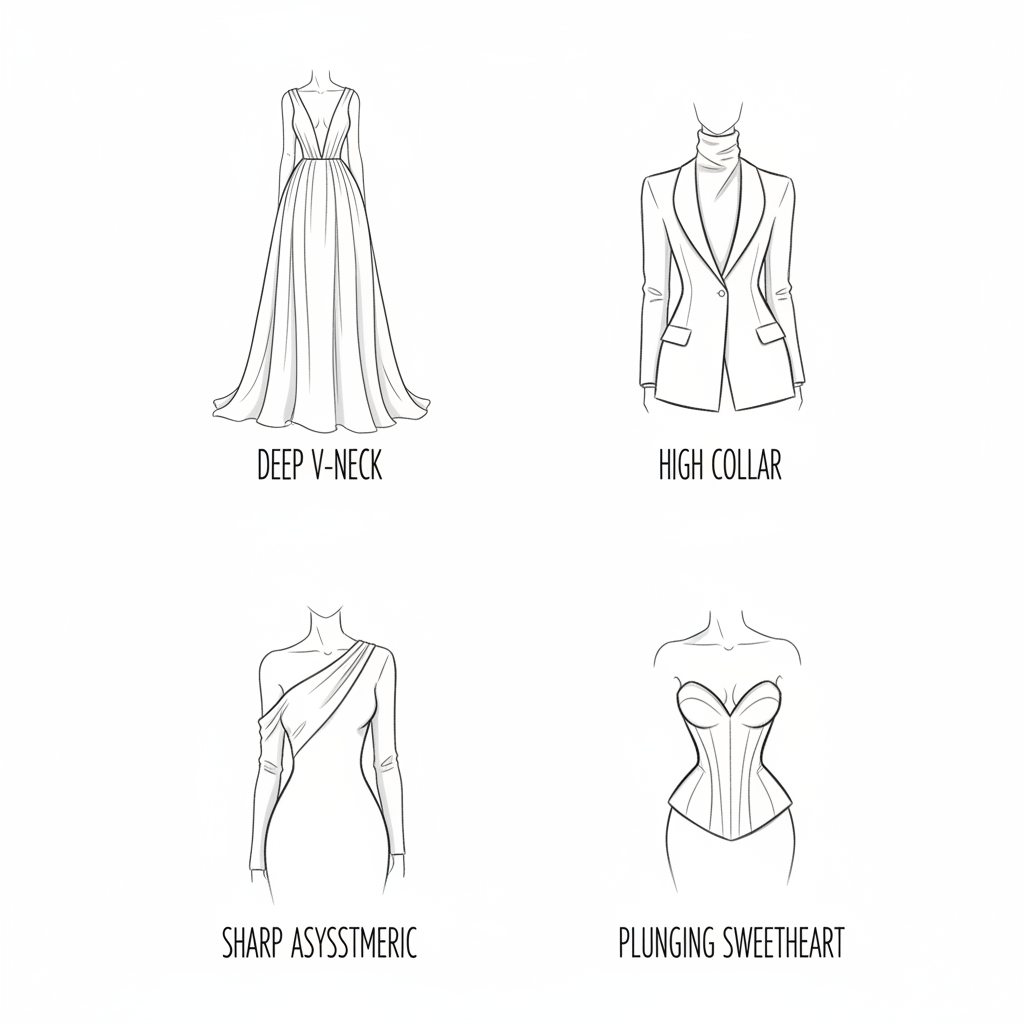 Best necklines for the Soft Dramatic Kibbe body type
