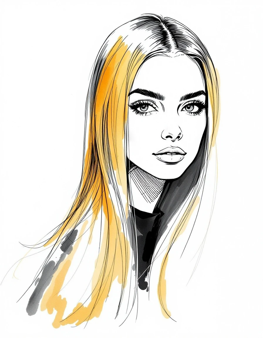 One-length mid-back hair, well kept