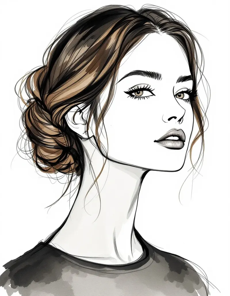 Low polished chignon