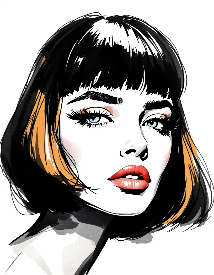 Sleek bob with blunt bangs