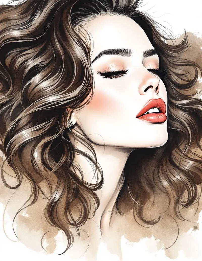 Full, glossy curls (natural or set)